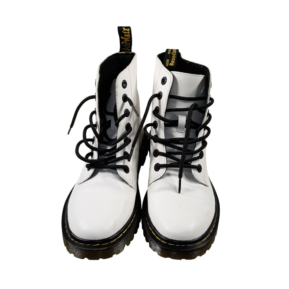 Dr. Martens Luana Combat Boots Womens 8 White Good Leather Lug Sole Lace Up